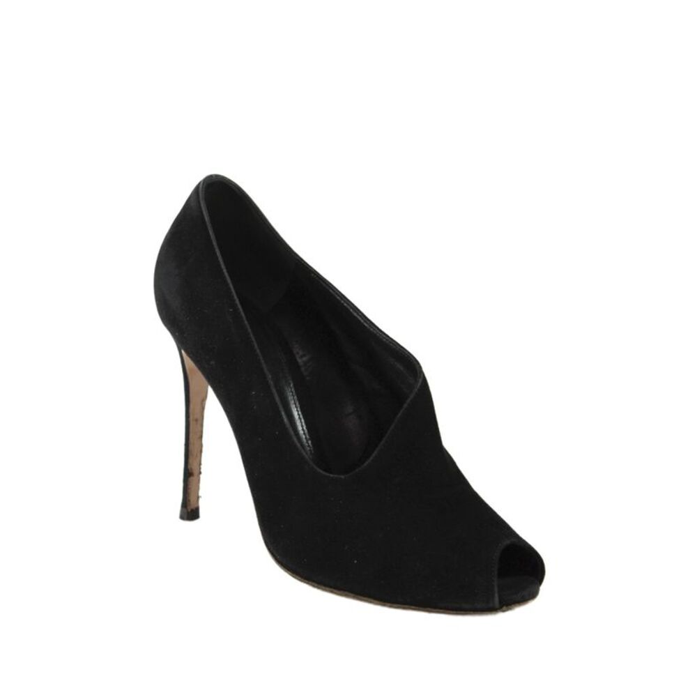 Gianvito Rossi Womens Suede Peep Toe Slide On Pumps Black Size 37 7